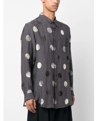 Yohji Yamamoto Polka Dot Patterned Silk Shirt