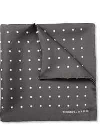 Charcoal Polka Dot Silk Pocket Square