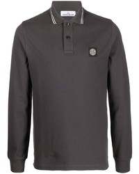 Stone Island Compass Patch Long Sleeved Polo Shirt