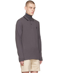Fred Perry Gray Twin Tipped Long Sleeve Polo