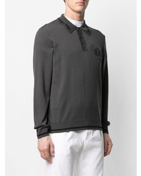 Billionaire Lion Long Sleeve Knitted Polo Shirt