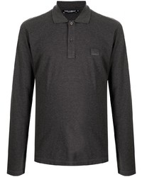 Dolce & Gabbana Long Sleeve Logo Patch Polo Shirt
