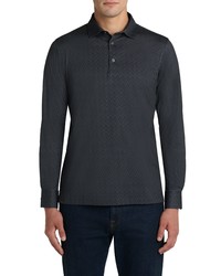 Bugatchi Ooohcotton Tech Long Sleeve Polo In Charcoal At Nordstrom