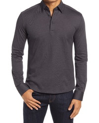 Eton Slim Fit Solid Long Sleeve Pique Cotton Polo