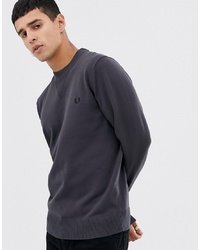 Fred Perry V Neck Insert Crew Neck Knitted Jumper In Grey