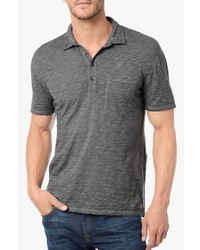 7 For All Mankind Raw Placket Polo In Charcoal