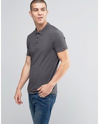 Asos Muscle Polo Shirt In Charcoal Marl
