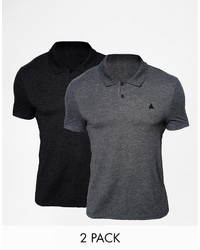 Asos Brand Muscle Polo 2 Pack Charcoalblack Save 18%