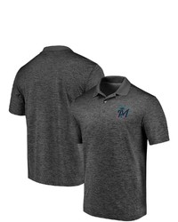 FANATICS Branded Charcoal Miami Marlins Standard Bearer Space Dye Polo