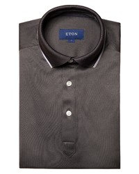 Eton Contemporary Fit Filo Di Scozia Short Sleeve Polo In Medium Gray At Nordstrom
