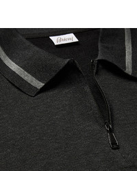 Brioni Cotton And Silk Blend Piqu Half Zip Polo Shirt