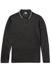 Brioni Cotton And Silk Blend Piqu Half Zip Polo Shirt