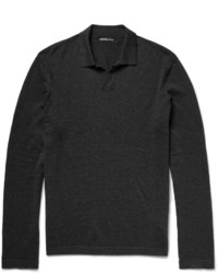 James Perse Cotton Cashmere And Wool Blend Polo Shirt