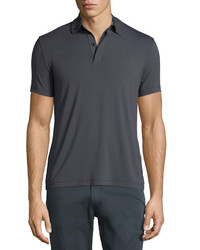 Armani Collezioni Double Collar Short Sleeve Polo Shirt Charcoal