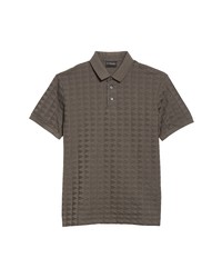 Emporio Armani Geo Pattern Cotton Polo In Solid Medium Grey At Nordstrom