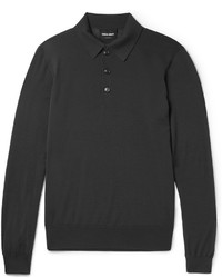 Giorgio Armani Knitted Virgin Wool Polo Shirt