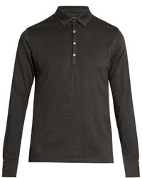 Ermenegildo Zegna Long Sleeved Wool And Silk Blend Polo Shirt