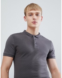 New Look Muscle Fit Polo Shirt In Grey