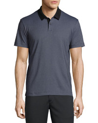 Theory Sandhurst Mini Jacquard Short Sleeve Polo Shirt Charcoal