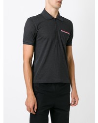Thom Browne Short Sleeve Polo Shirt In Dark Grey Pique
