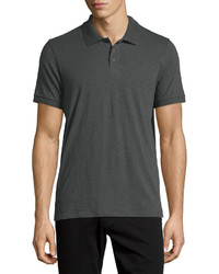 Vince Short Sleeve Slub Polo Shirt Gray