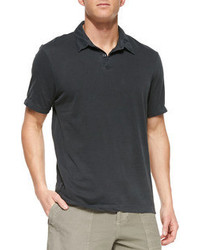 James Perse Sueded Jersey Polo Shirt Charcoal