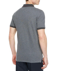 Burberry Tipped Pique Short Sleeve Polo Shirt Gray
