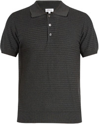 Brioni Zigzag Waffle Knit Cotton Polo Shirt