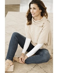 NYDJ Cable Knit Cowl Neck Poncho