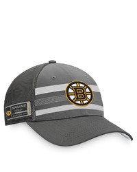 FANATICS Branded Charcoal Boston Bruins Home Ice Snapback Hat