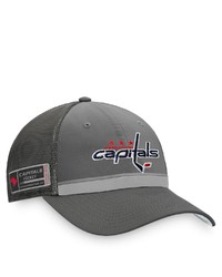 FANATICS Branded Charcoal Washington Capitals Home Ice Snapback Hat