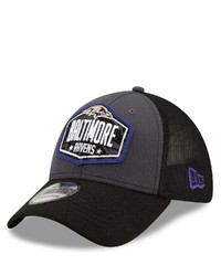 New Era Graphiteblack Baltimore Ravens 2021 Nfl Draft Trucker 39thirty Flex Hat
