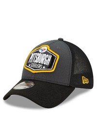 New Era Graphiteblack Pittsburgh Ers 2021 Nfl Draft Trucker 39thirty Flex Hat