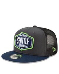 New Era Graphitecollege Navy Seattle Seahawks 2021 Nfl Draft Trucker 9fifty Snapback Adjustable Hat