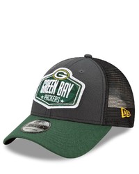 New Era Graphitegreen Green Bay Packers 2021 Nfl Draft Trucker 9forty Snapback Adjustable Hat