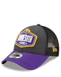 New Era Graphitepurple Minnesota Vikings 2021 Nfl Draft Trucker 9forty Snapback Adjustable Hat
