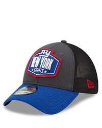 New Era Graphiteroyal New York Giants 2021 Nfl Draft Trucker 39thirty Flex Hat