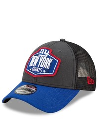 New Era Graphiteroyal New York Giants 2021 Nfl Draft Trucker 9forty Snapback Adjustable Hat