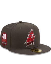 New Era Pewter Tampa Bay Buccaneers 40th Anniversary Patch Logo 59fifty Fitted Hat