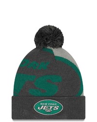 New Era Graphite New York Jets Logo Whiz Redux Cuffed Knit Hat At Nordstrom