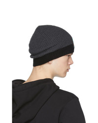 Kenzo Grey And Black Limited Edition Holiday Wool Two Tone Tiger Beanie