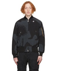 Engineered Garments Black K Way Edition Animal Print Bomber Jacket