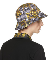 VERSACE JEANS COUTURE Grey Tartan Baroque Bucket Hat