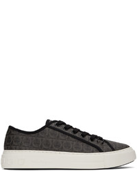 Salvatore Ferragamo Grey Black Gancini Sneakers