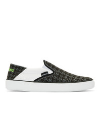 Charcoal Print Canvas Slip-on Sneakers