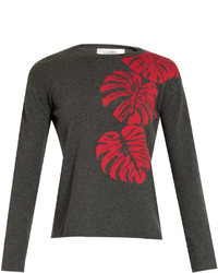 Valentino Palm Leaf Intarsia Cashmere Sweater