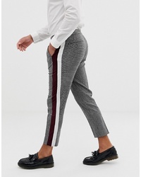 ASOS DESIGN Skinny Crop Smart Trouser In Grey Check With Velvet