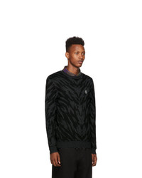 Marcelo Burlon County of Milan Black And Grey Zebra Crewneck Sweater