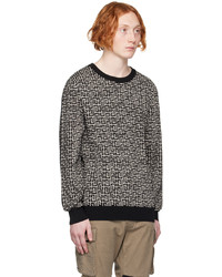 Balmain Black Gray Jacquard Sweater