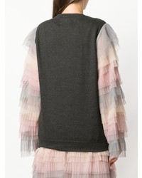 Caban Romantic Contrast Material Tiered Sweater